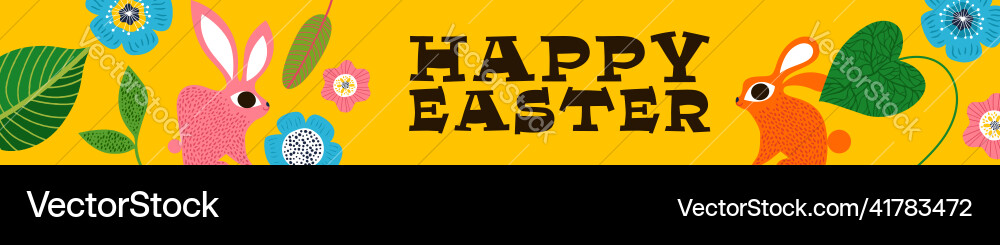 Happy easter spring nature rabbit web banner Vector Image