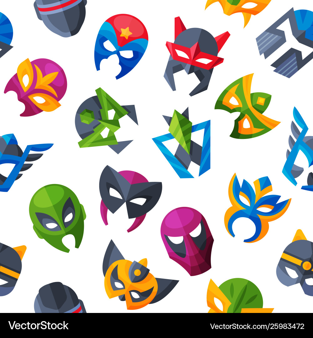 Hero mask face masque and masking cartoon Hero mask face masque and masking cartoon vector image