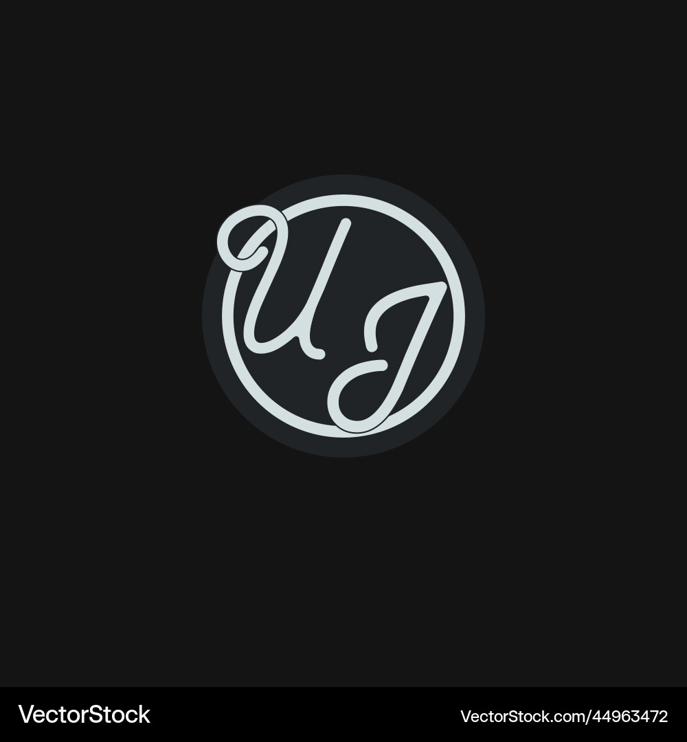 Initials uj logo monogram with simple circle line Vector Image
