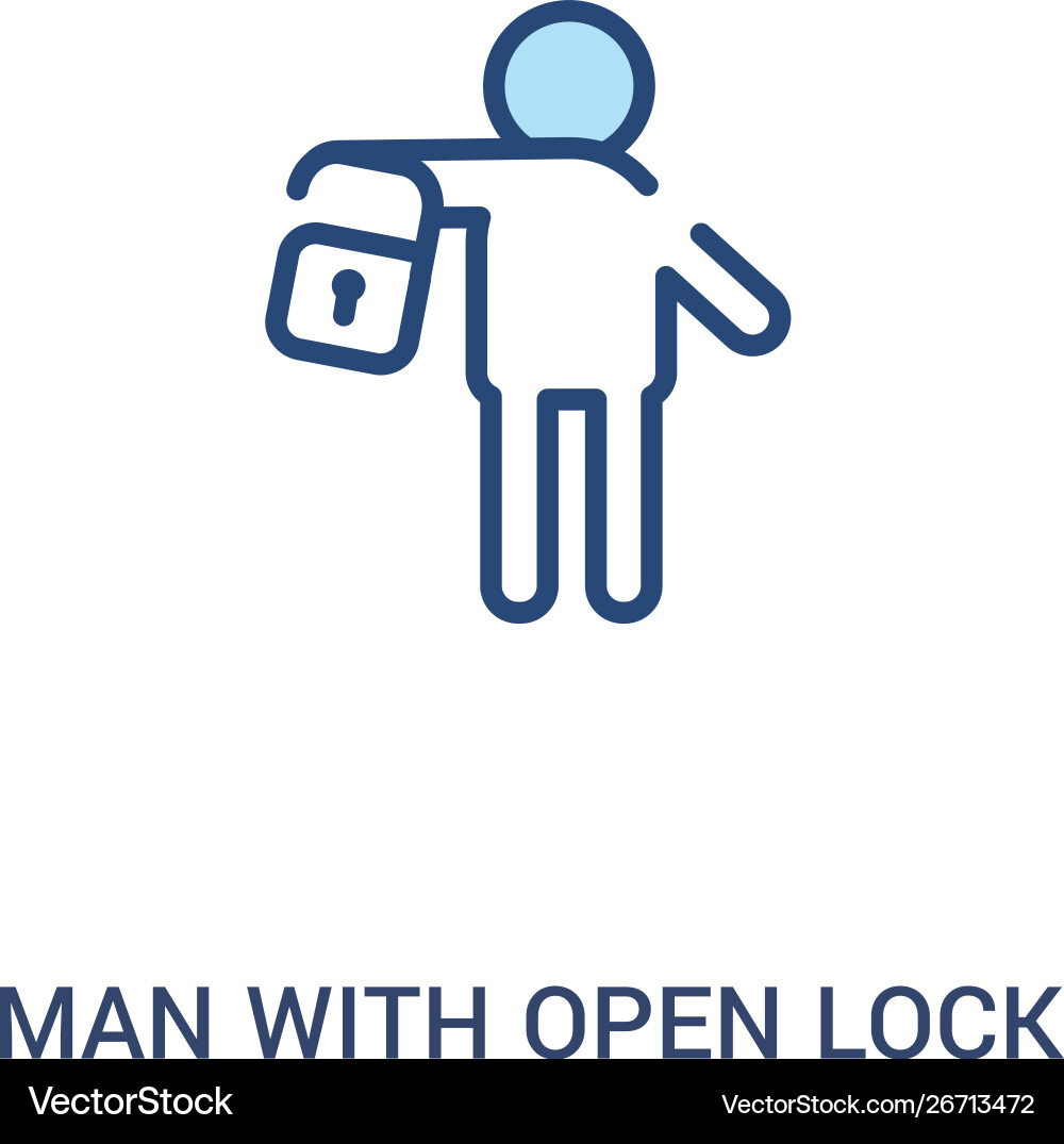 Man with open lock concept 2 colored icon simple Man with open lock concept 2 colored icon simple vector image