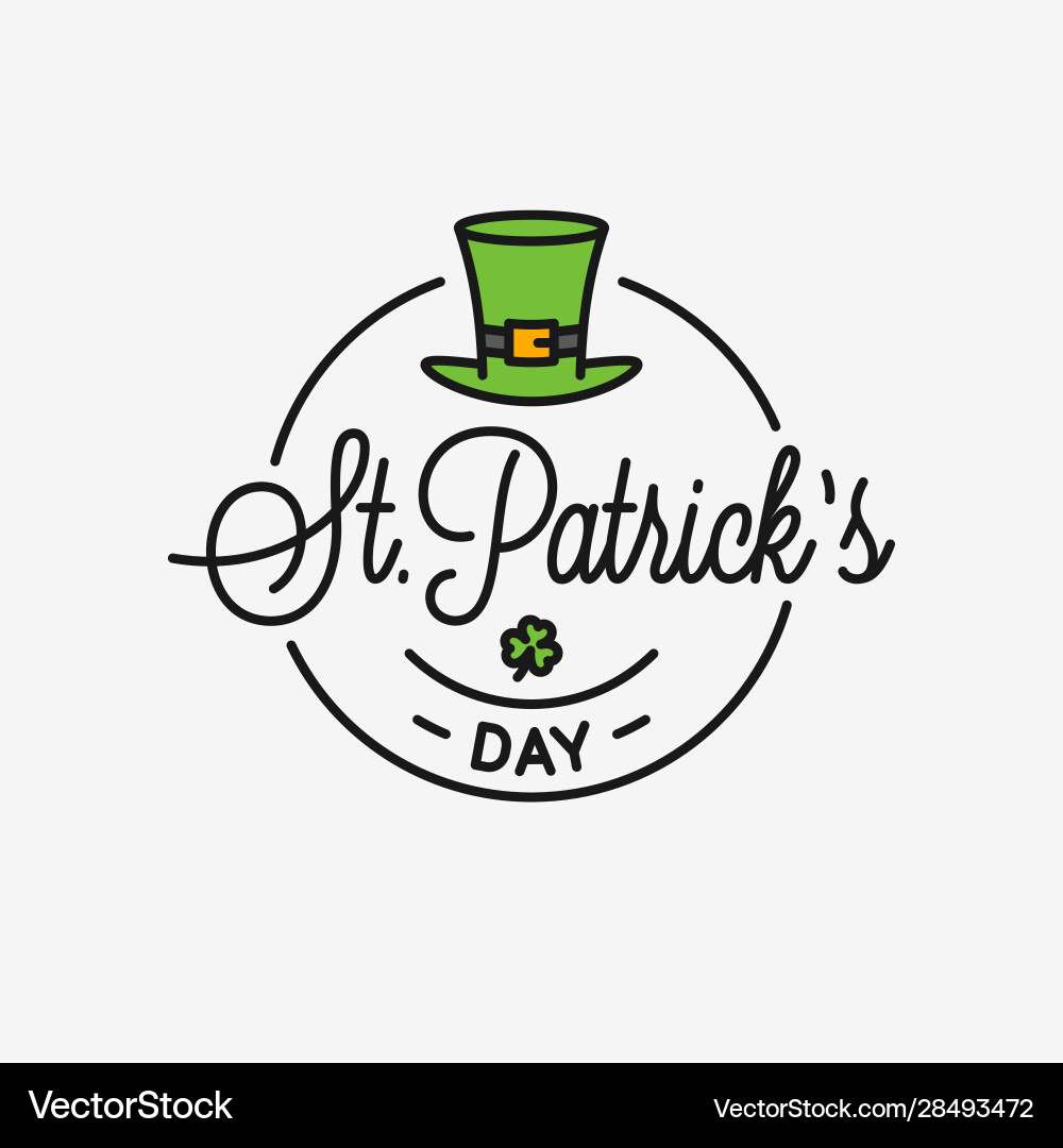 Patrick day logo round linear hat Vector Image