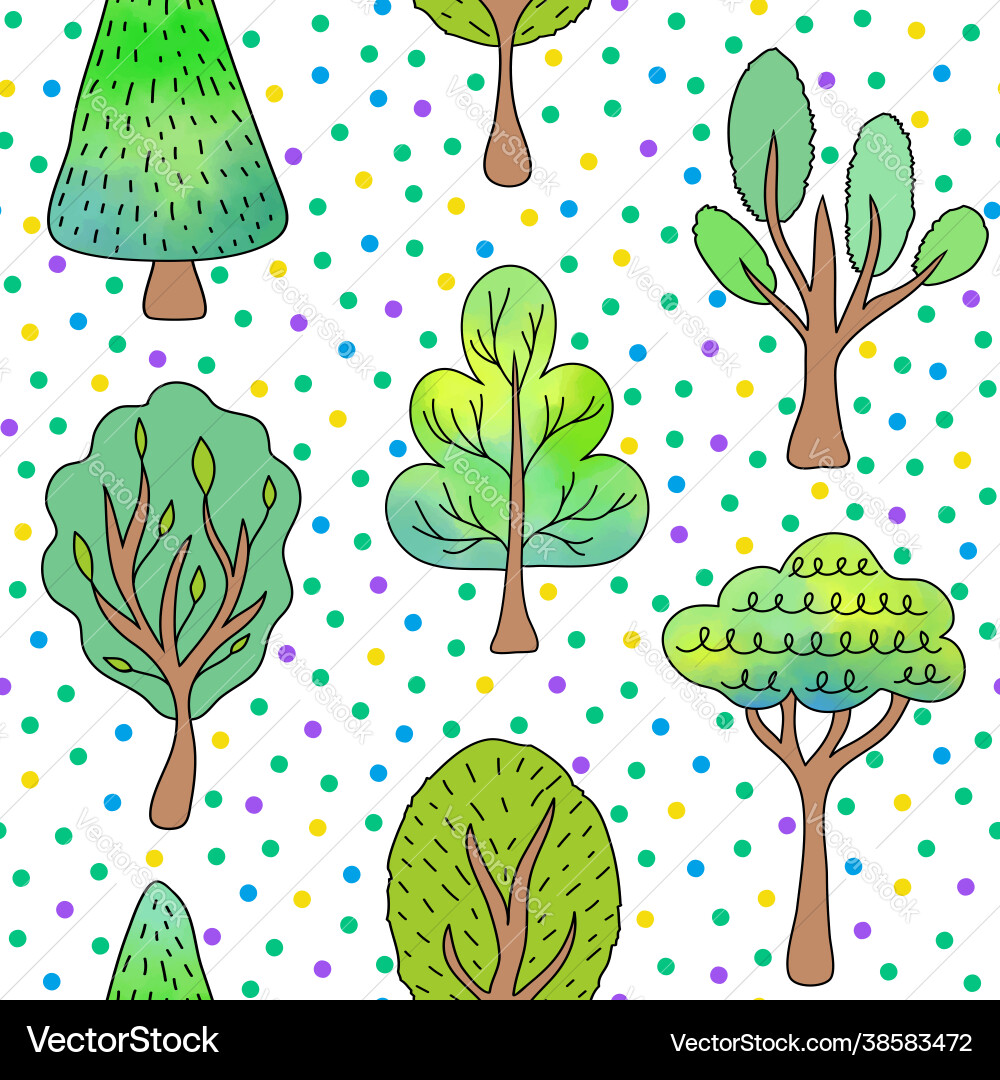 Pattern with trees Pattern with trees Vector Image