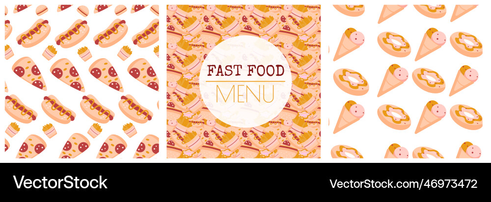 Patterns with fast foodbackground for menu Patterns with fast foodbackground for menu Vector Image