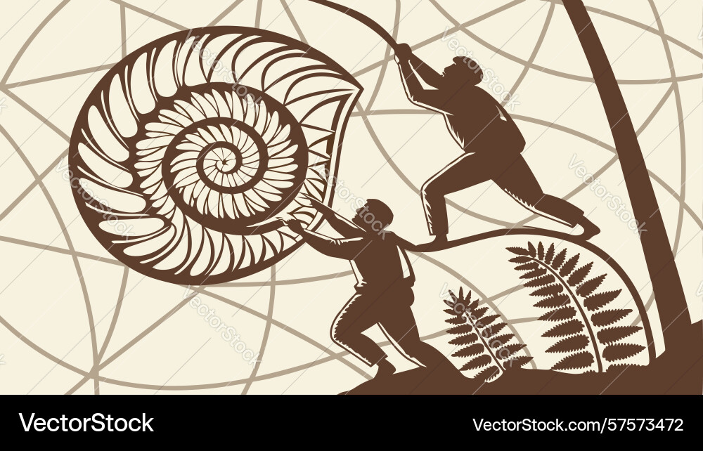 People scaling a nautilus shell art design Vector Image