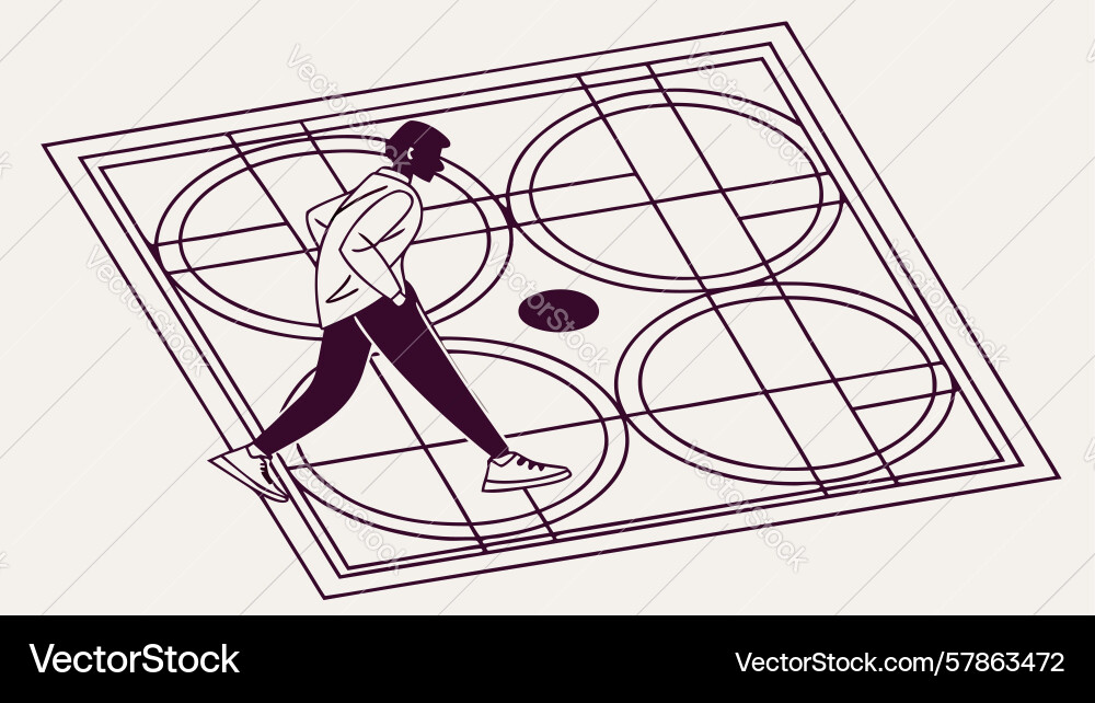 Person walking on map grid design generative ai Vector Image