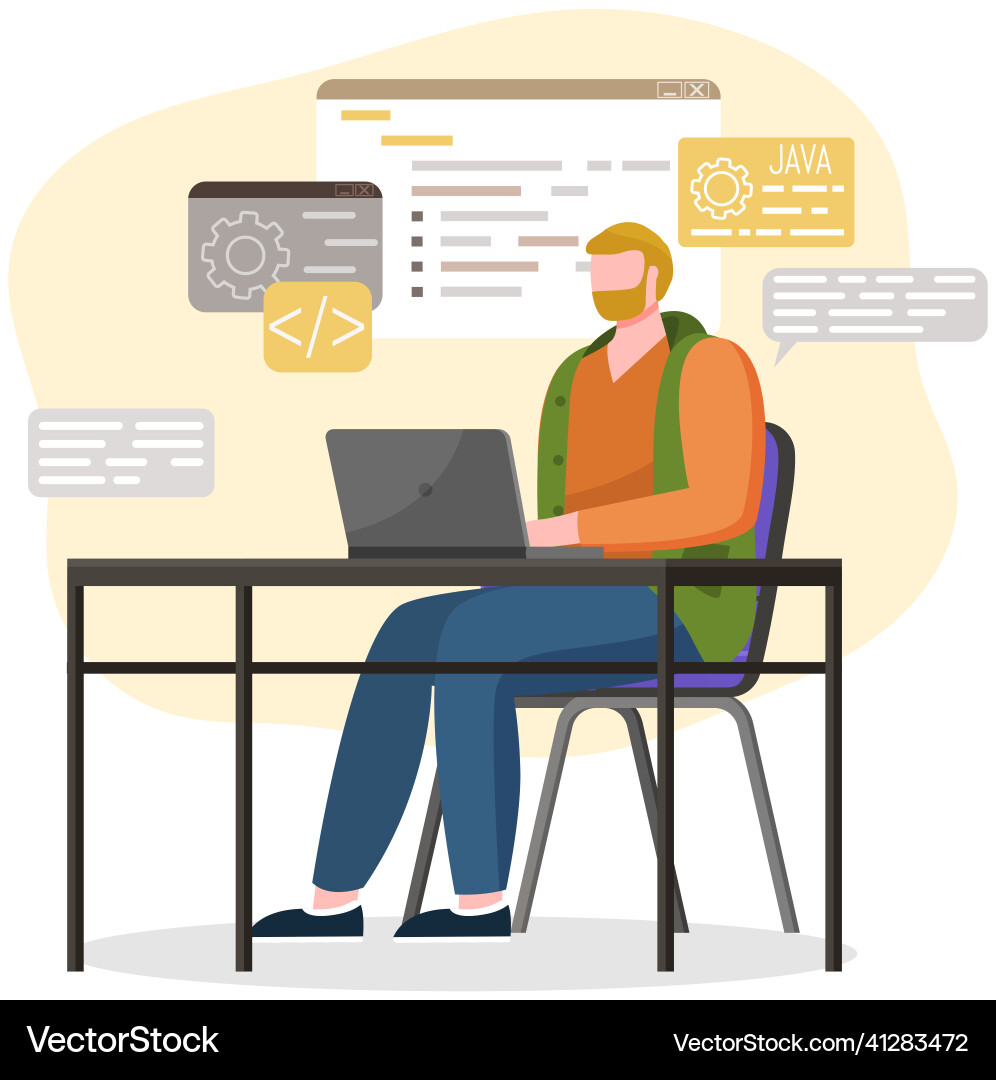 Programmer engineering and coding set Programmer engineering and coding set vector image