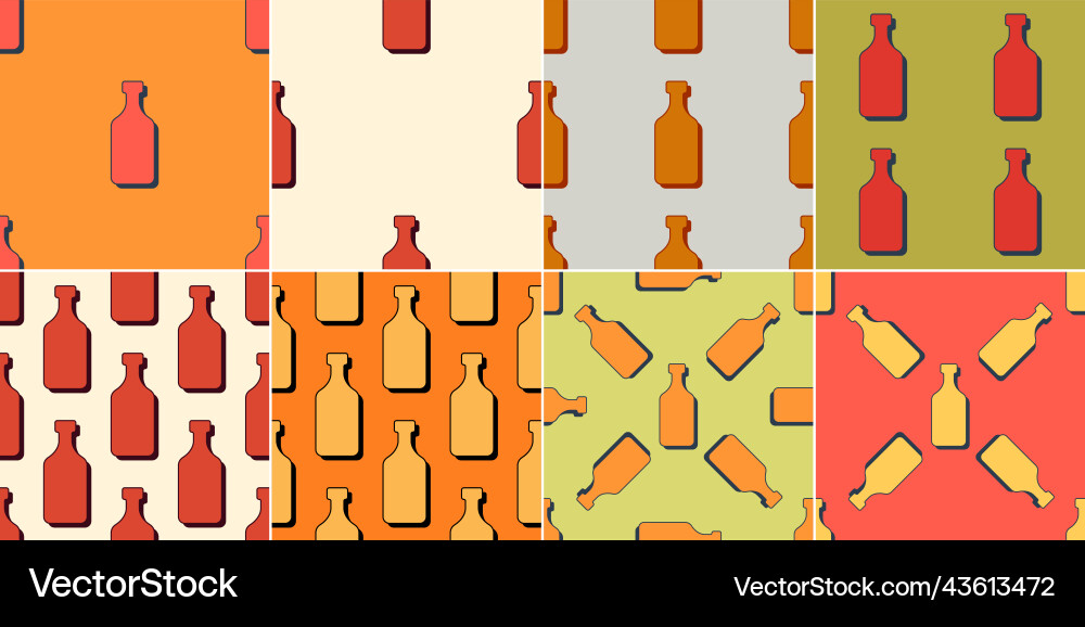 Rum bottles seamless pattern line art style Rum bottles seamless pattern line art style Vector Image