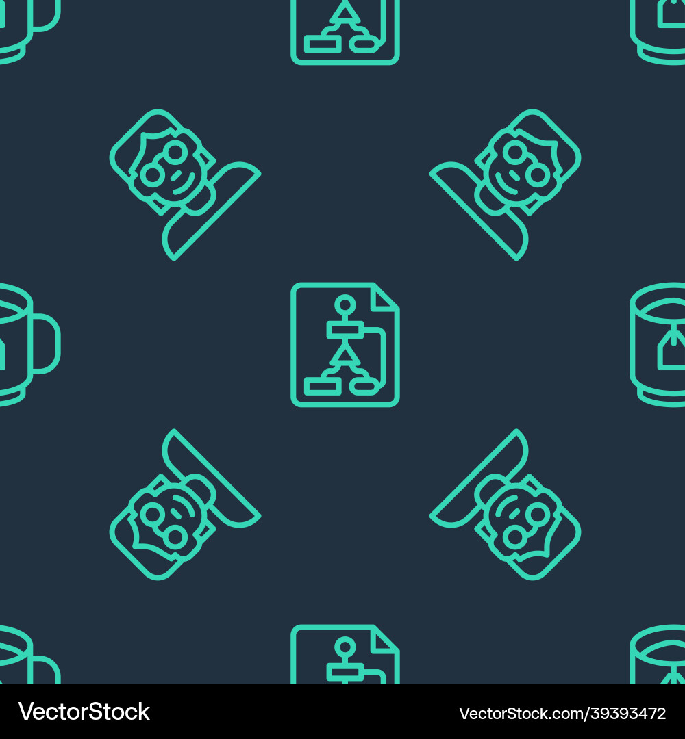 Set line flowchart hacker or coder and cup of tea Set line flowchart hacker or coder and cup of tea vector image