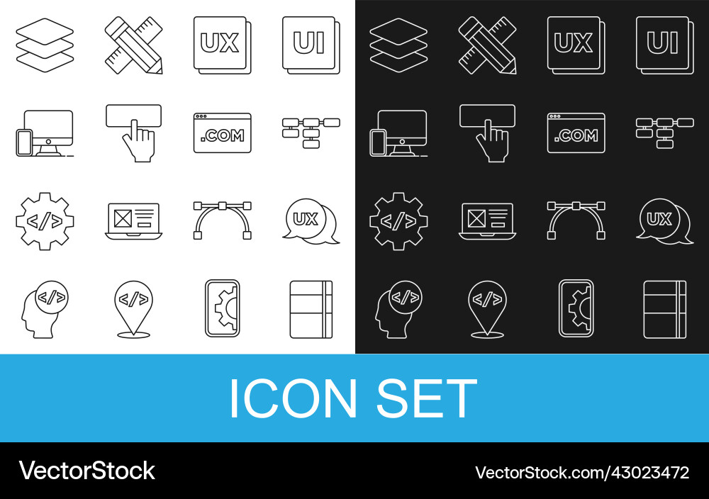 Set line sketchbook or album ui ux design site Set line sketchbook or album ui ux design site vector image