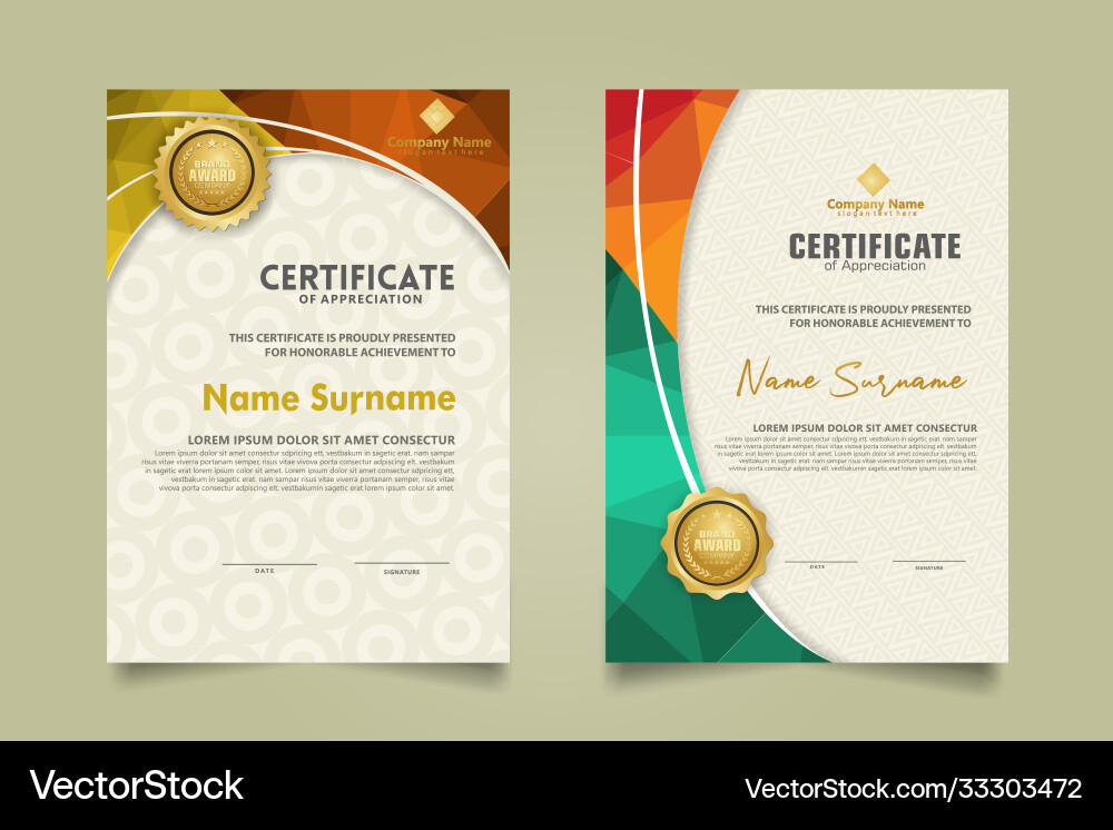 Set modern certificate template with triangle Set modern certificate template with triangle vector image