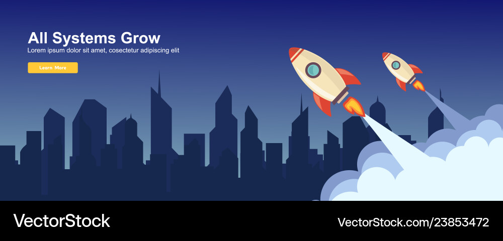 Start up simple rocket web design responsive vector image