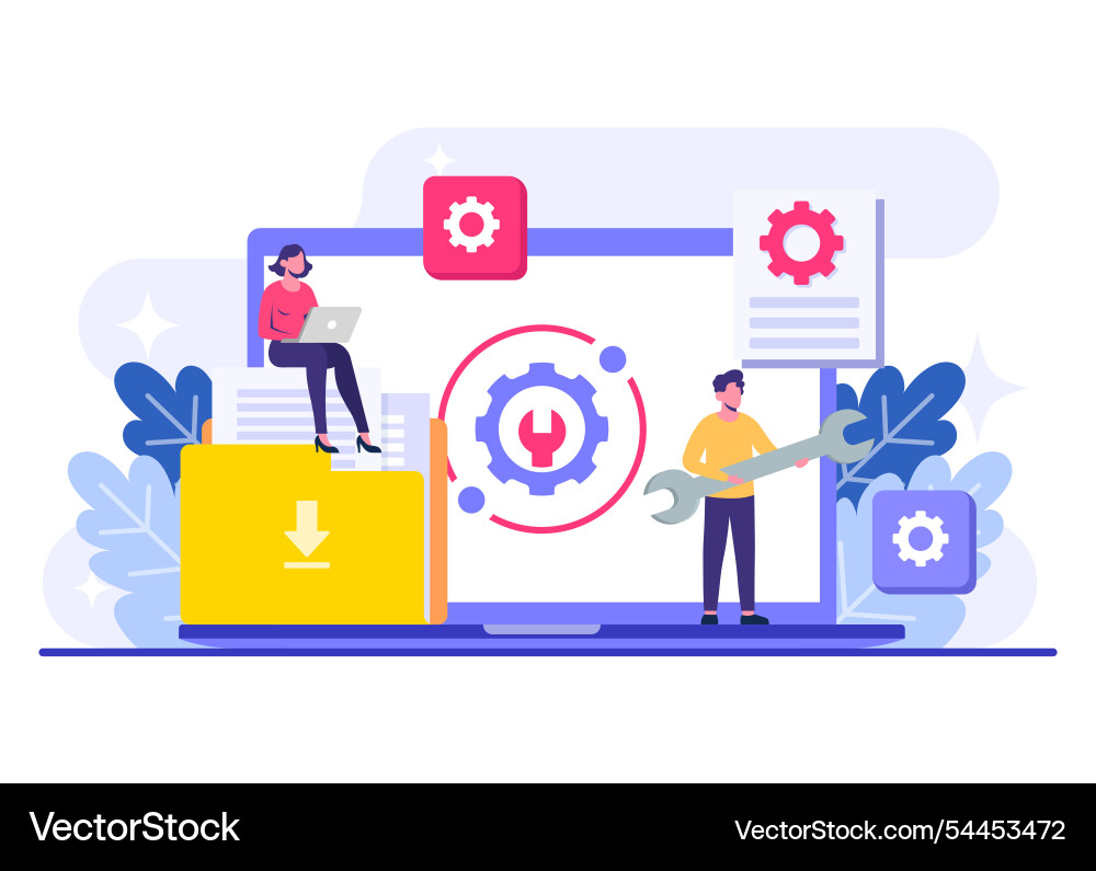 System maintenance flat error fixing trouble System maintenance flat error fixing trouble vector image