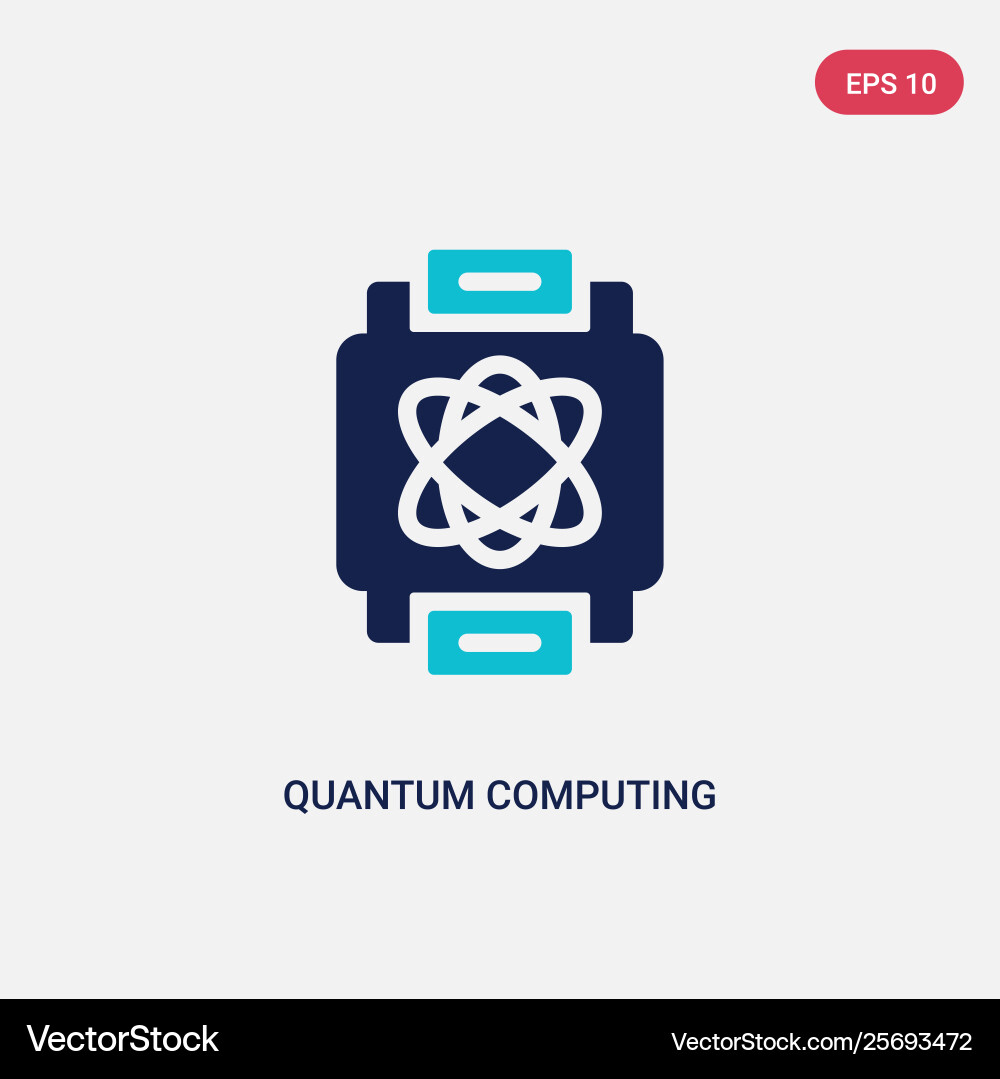 Two color quantum computing icon from artificial Two color quantum computing icon from artificial vector image