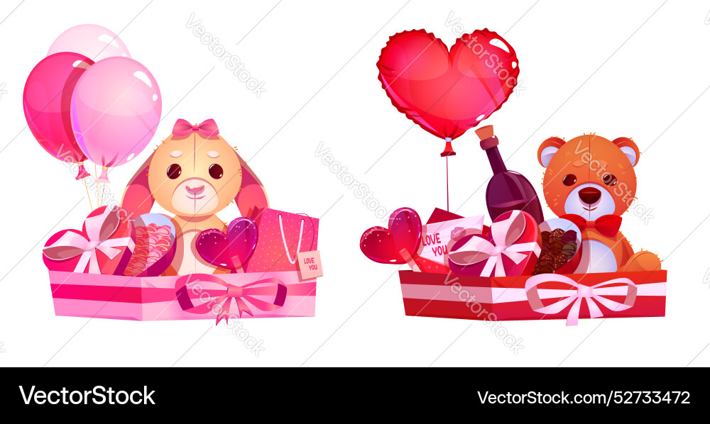 Valentinstag oder Geburtstag Geschenkpakete Valentinstag oder Geburtstag Geschenkpakete vektorbild