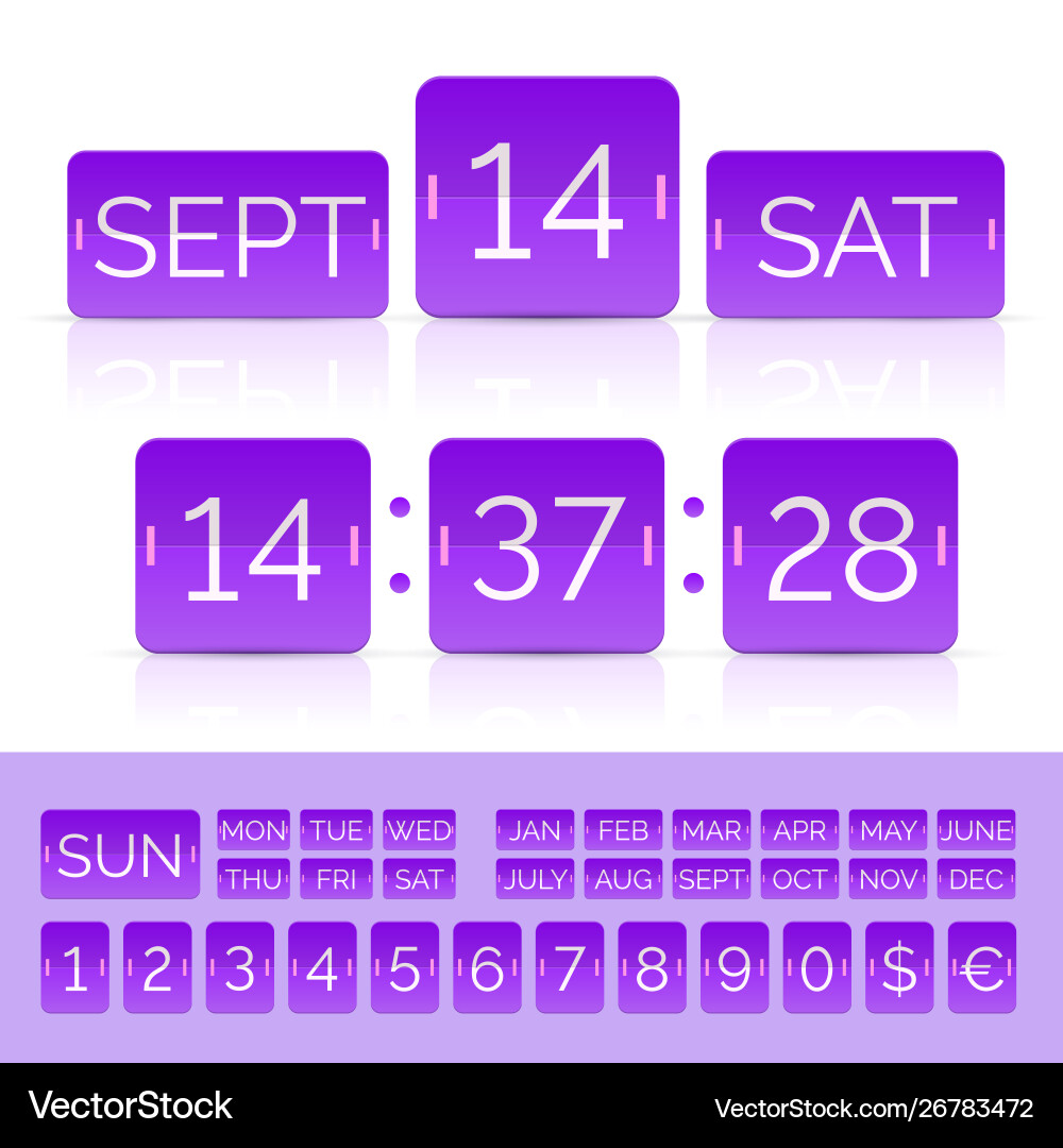 Violet flat countdown timer with numbers Vector Image