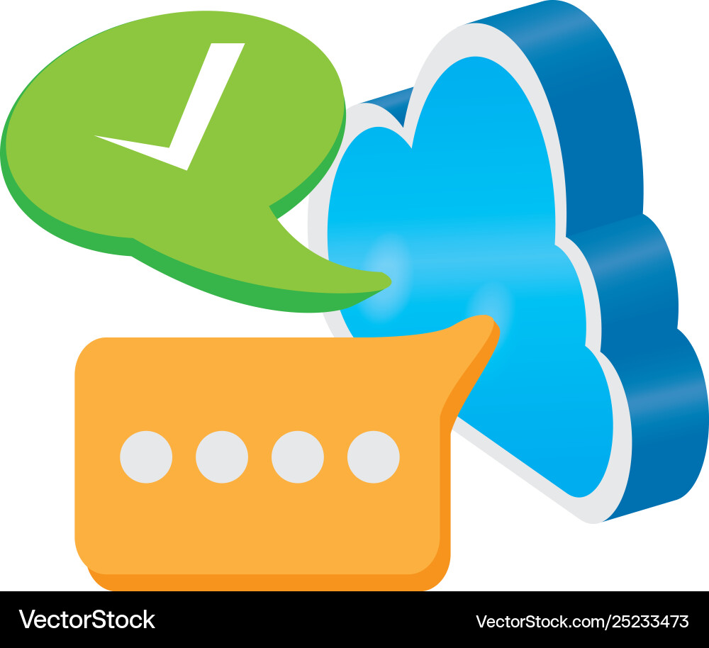 3d cloud computing icon with chat symbols vector image