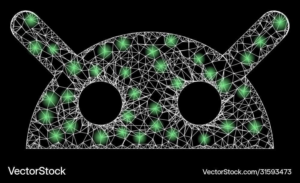 Bright web network robot head with glare spots Bright web network robot head with glare spots vector image