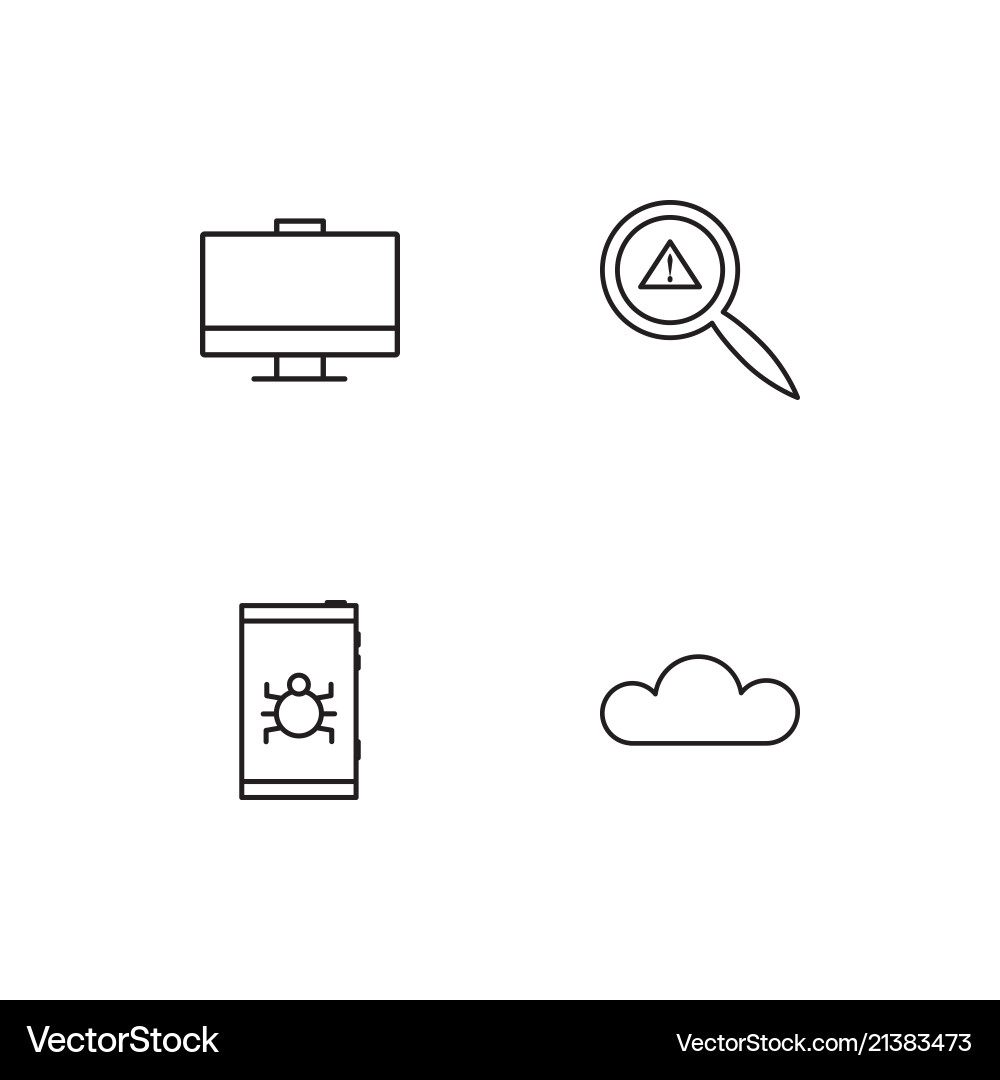 Cyber security linear icons set simple outline vector image