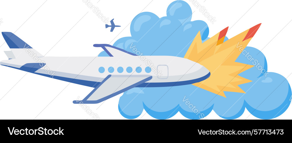 Dynamic airplane breaking through clouds powerful Vector Image
