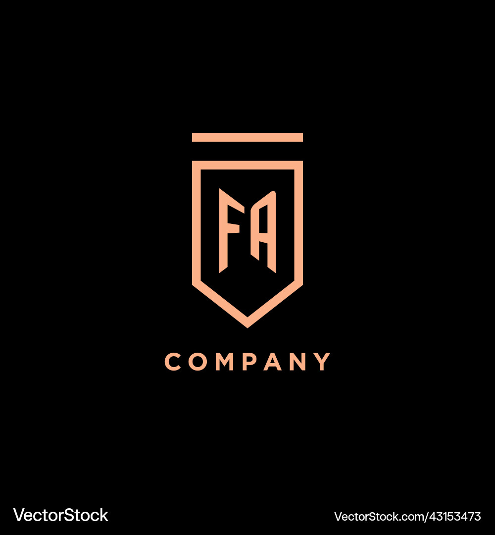 Fa monogram initial with shield logo design icon Vector Image