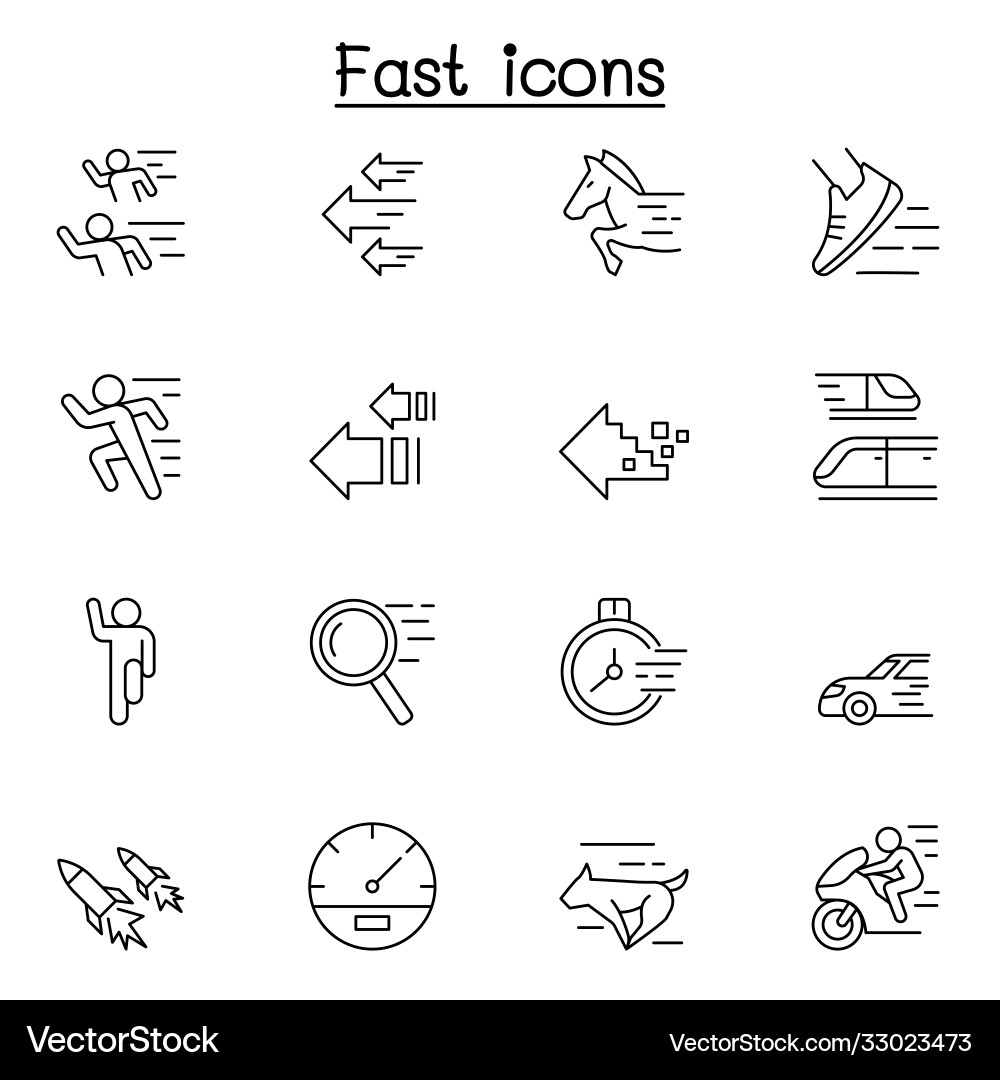 Fast speed related line icons contains Fast speed related line icons contains vector image