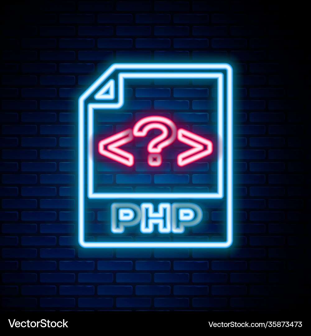 Glowing neon line php file document download Glowing neon line php file document download vector image