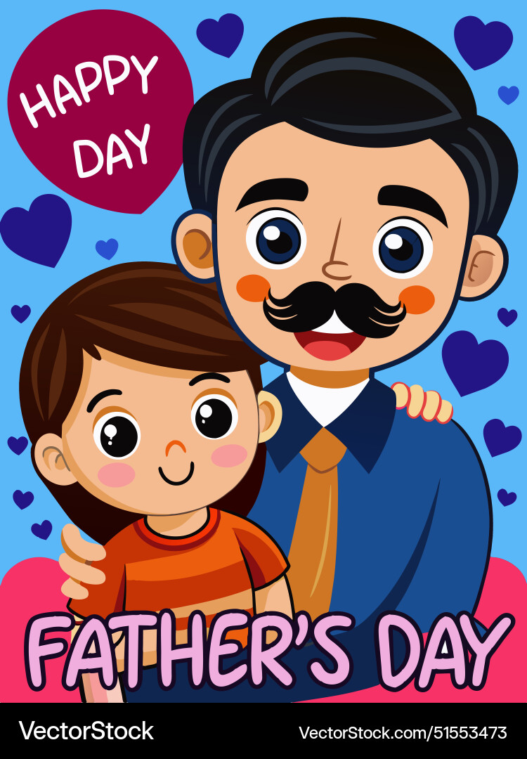 Happy fathers day - father and child cartoon Vector Image