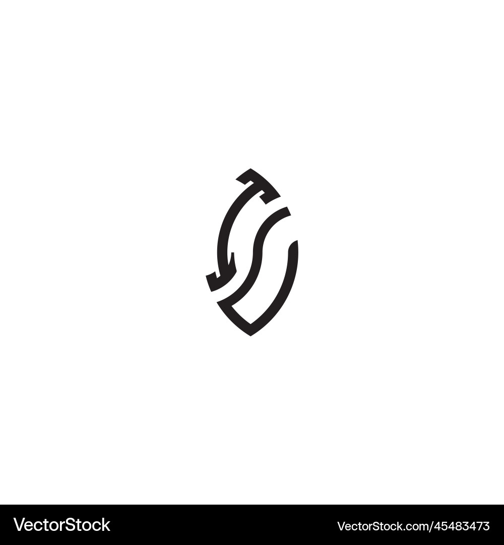 Iu leaf shape line initial concept with high Iu leaf shape line initial concept with high vector image