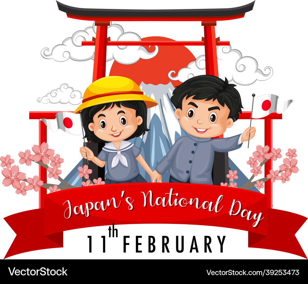 Japan nationaler Tagesbanner mit japanischen Kindern Japan nationaler Tagesbanner mit japanischen Kindern vektorbild