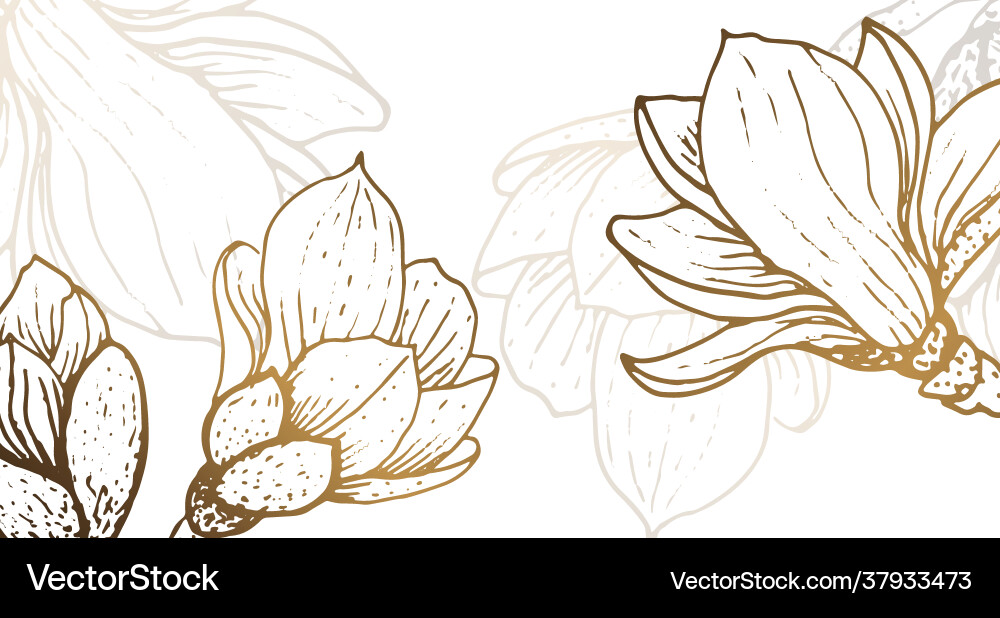 Luxuriöse Tapeten-Design mit goldenen Magnolia Luxuriöse Tapeten-Design mit goldenen Magnolia vektorbild