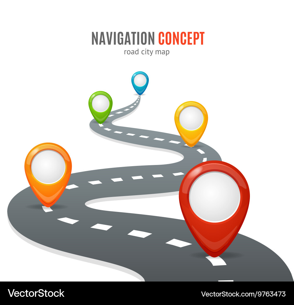 Navigation Route Map Pins vector image