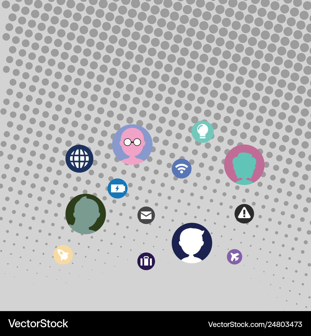 Networking technical icons with chat heads Networking technical icons with chat heads vector image