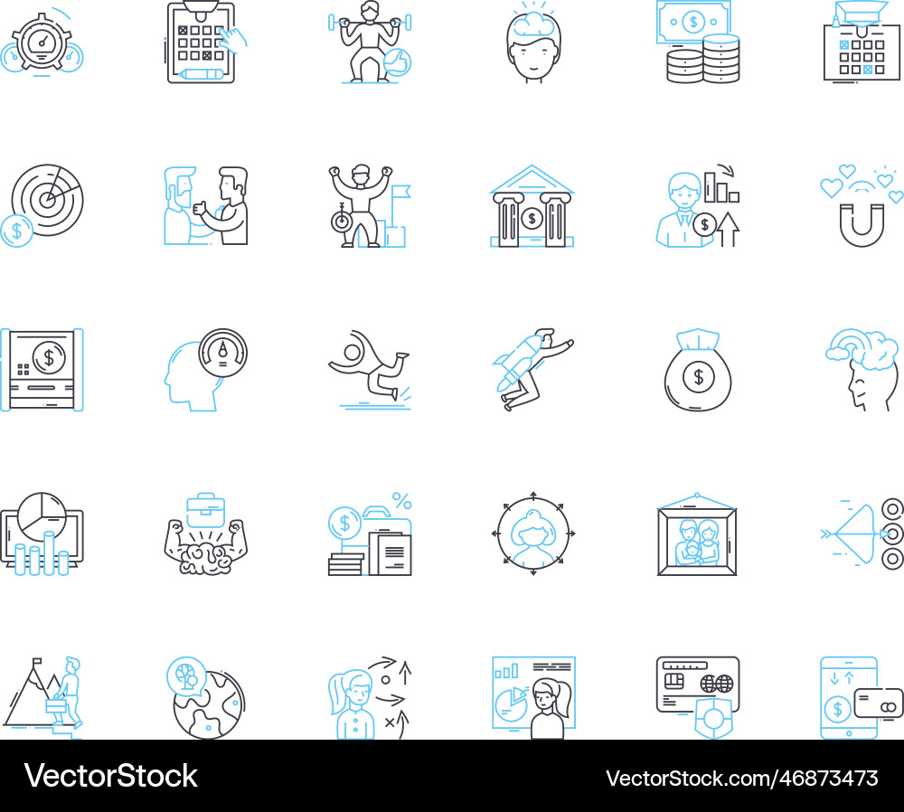 Performance metrics linear icons set evaluation Vector Image