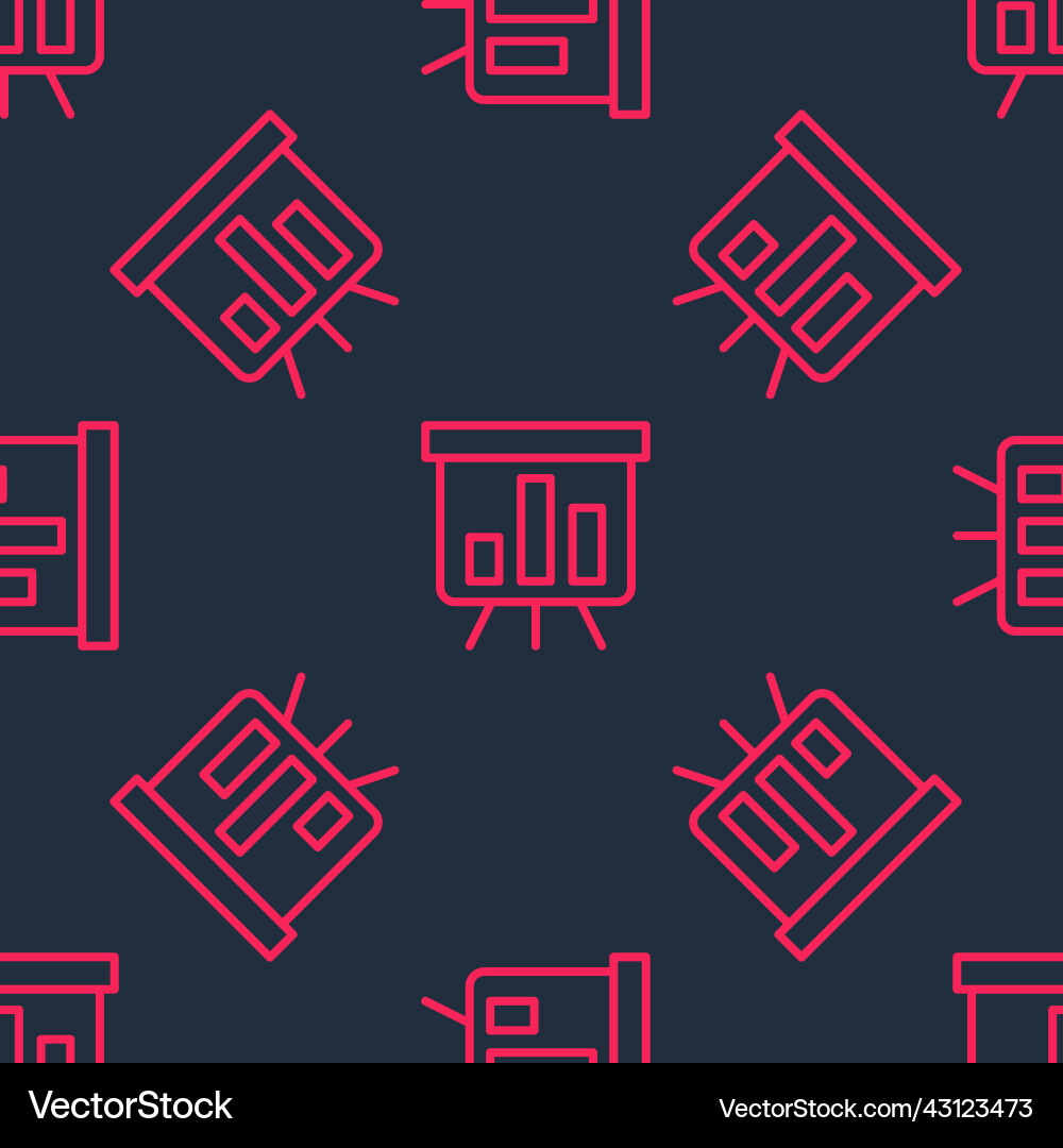 Red line board with graph chart icon isolated vector image