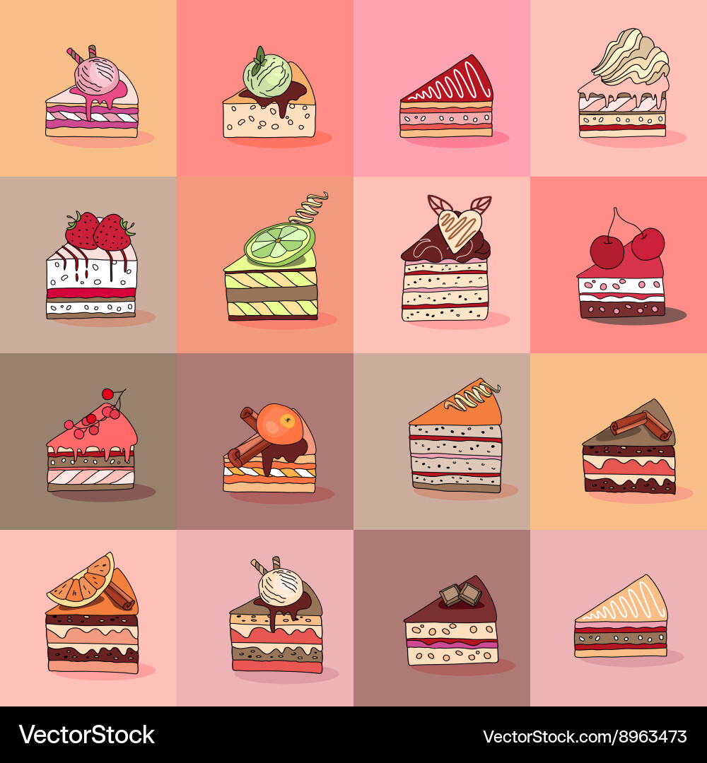 Seamless pattern with different kinds of cake Vector Image