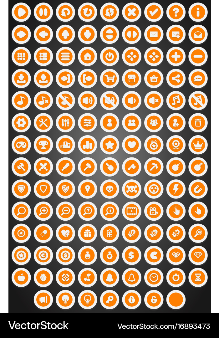 Set of flat round game buttons in cartoon style vector image