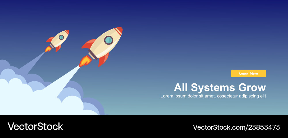 Start up simple rocket web design responsive vector image