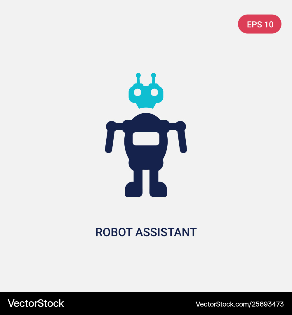 Two color robot assistant icon from artificial Two color robot assistant icon from artificial Vector Image