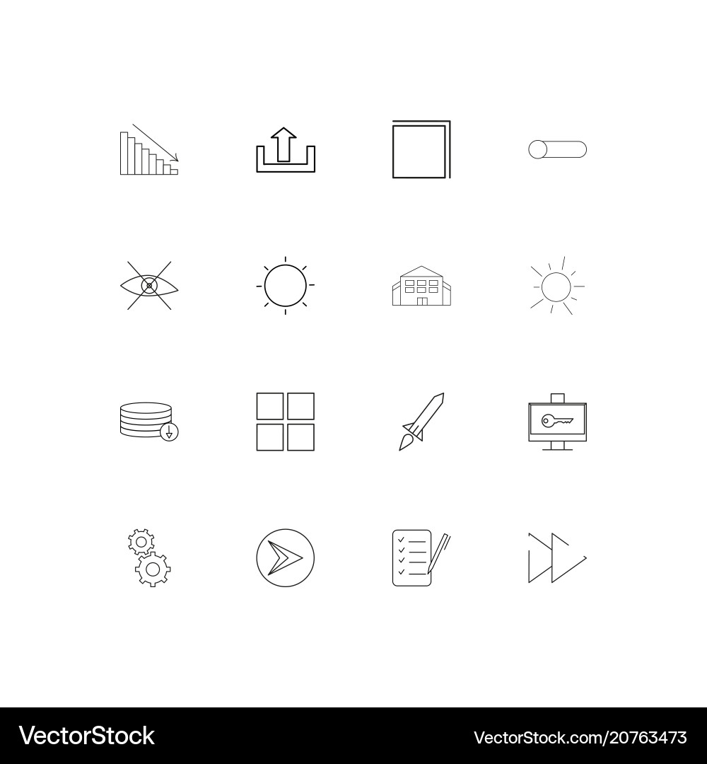 User interface linear thin icons set outlined vector image