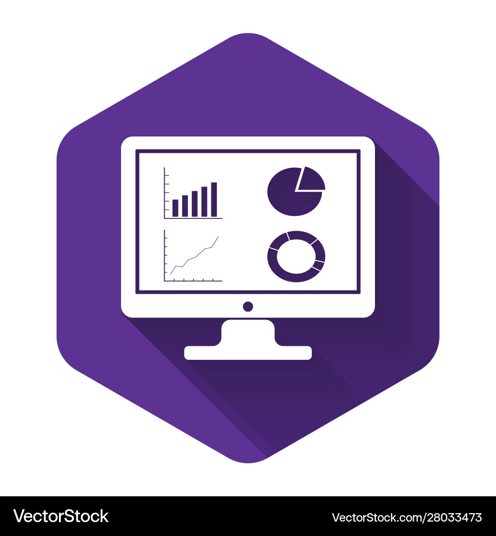 White computer monitor with graph chart icon White computer monitor with graph chart icon vector image