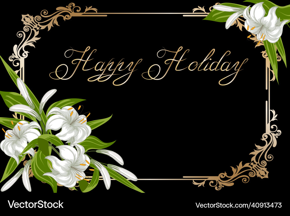 With lilies and an openwork frame Vector Image