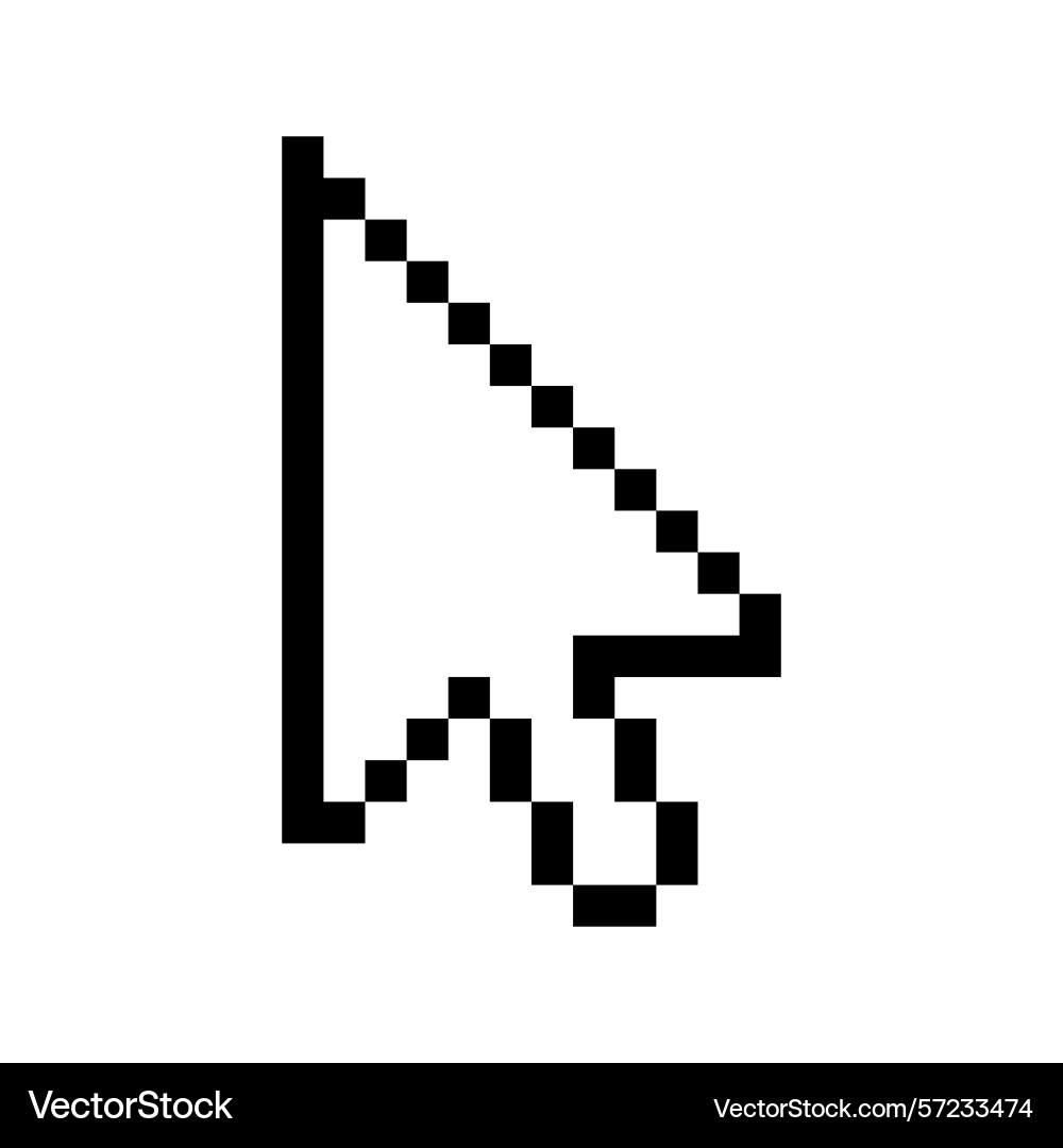 3d pixel cursor click icon on transparent 3d pixel cursor click icon on transparent vector image