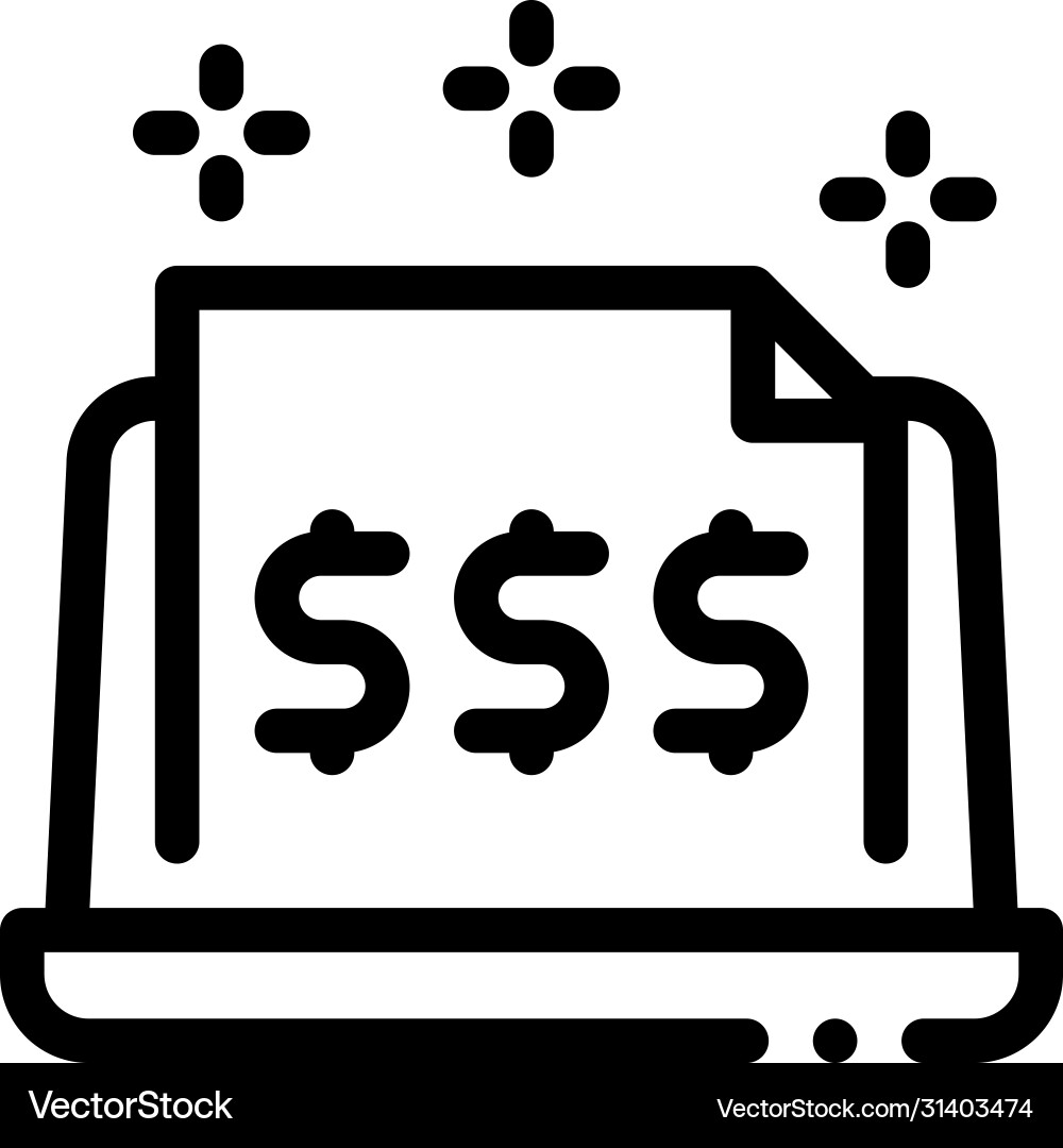 Cash documents in computer version icon Cash documents in computer version icon vector image
