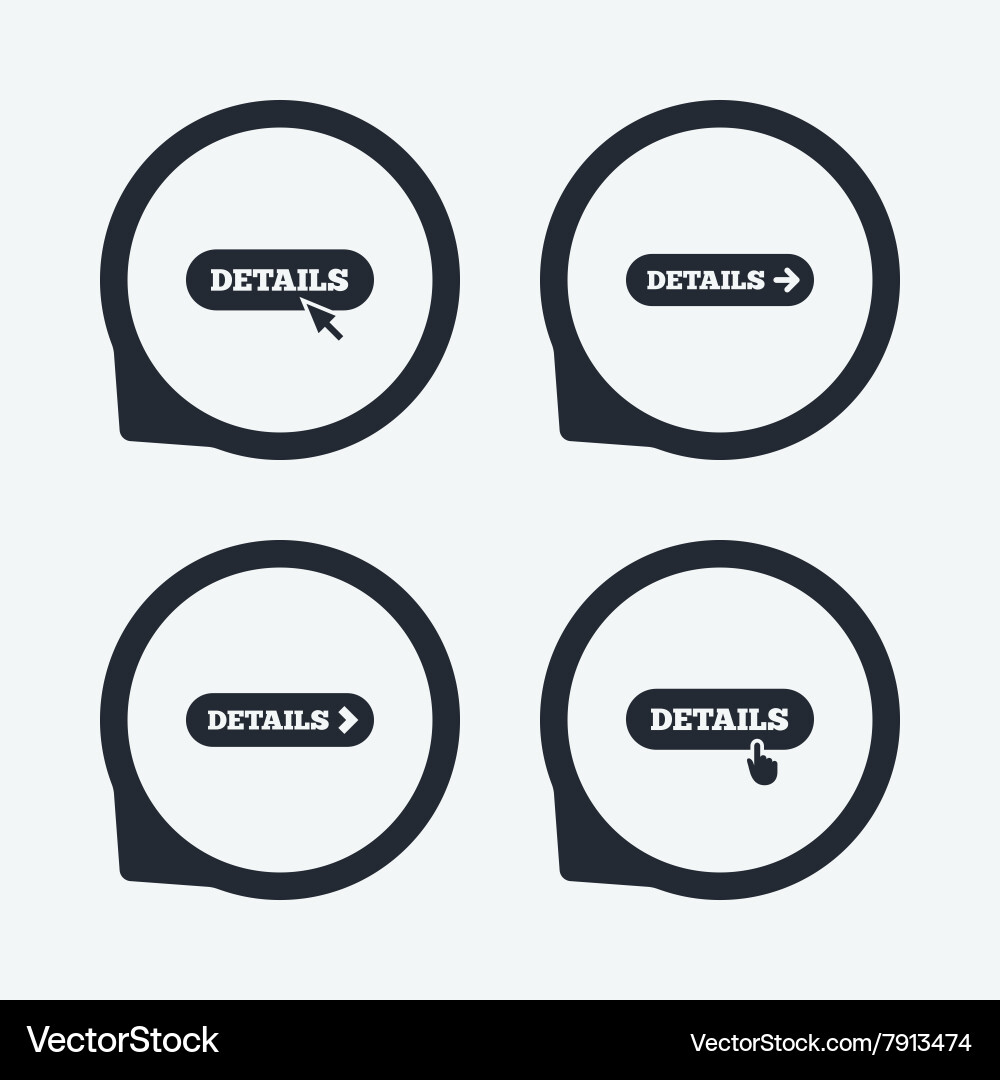 Details with arrow more symbol and cursor Vector Image