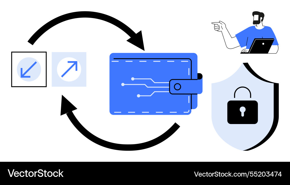 Digital wallet security and data transfer Digital wallet security and data transfer vector image