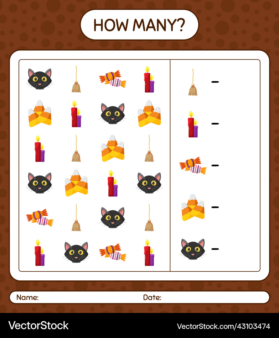 How many counting game with halloween icon vector image