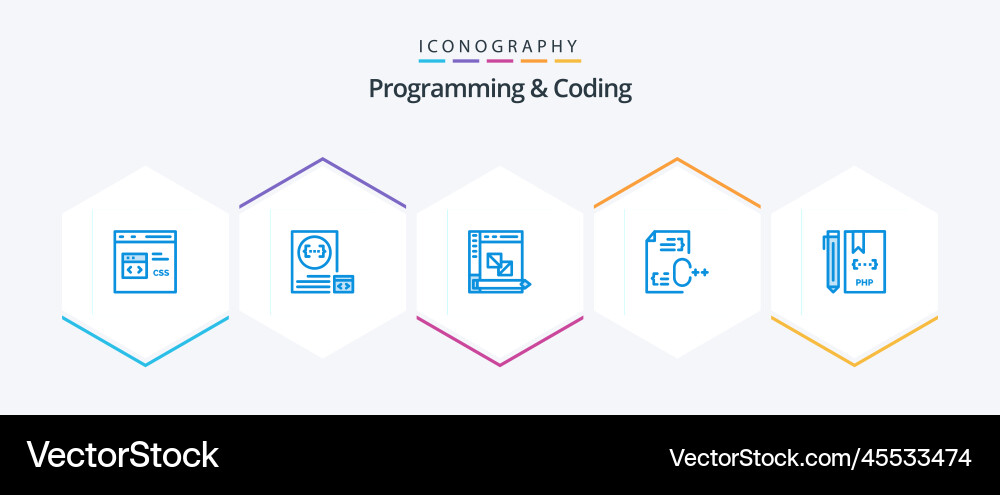Programming and coding 25 blue icon pack vector image