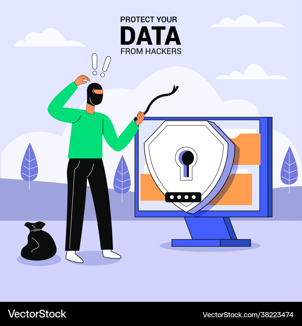 Protect your data from hacker concept Vector Image