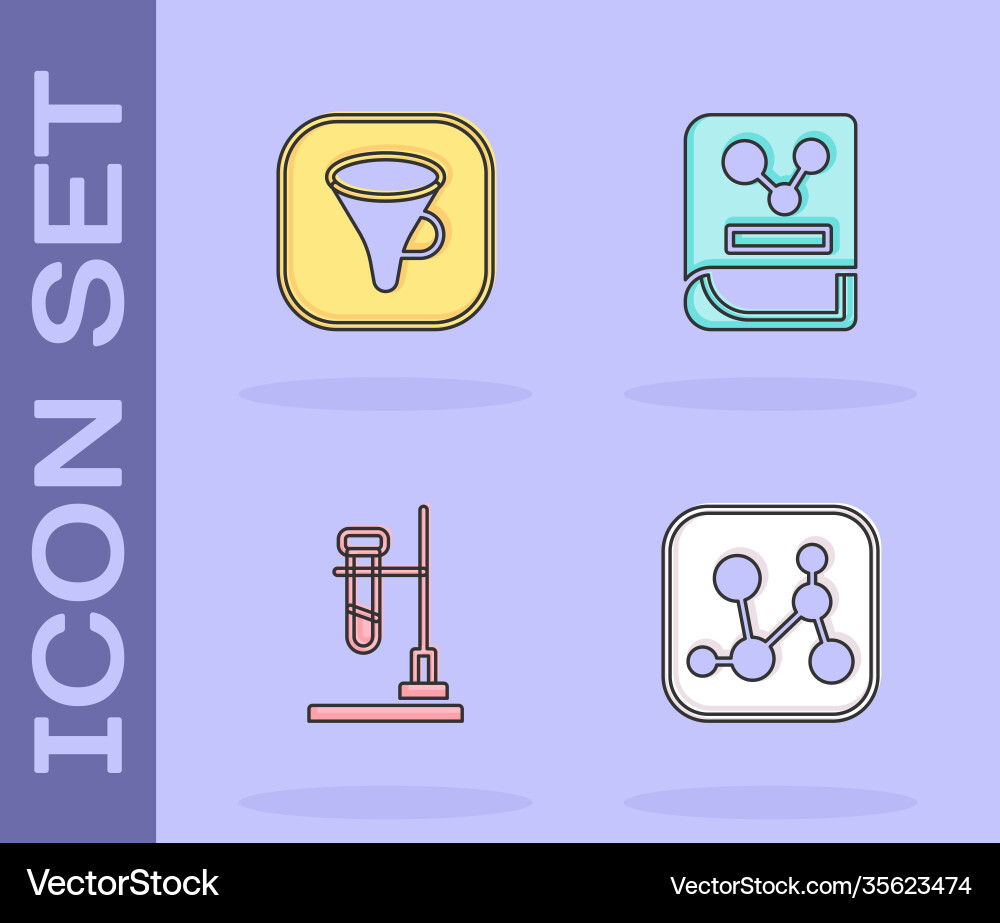 Set chemical formula funnel filter test tube Set chemical formula funnel filter test tube vector image