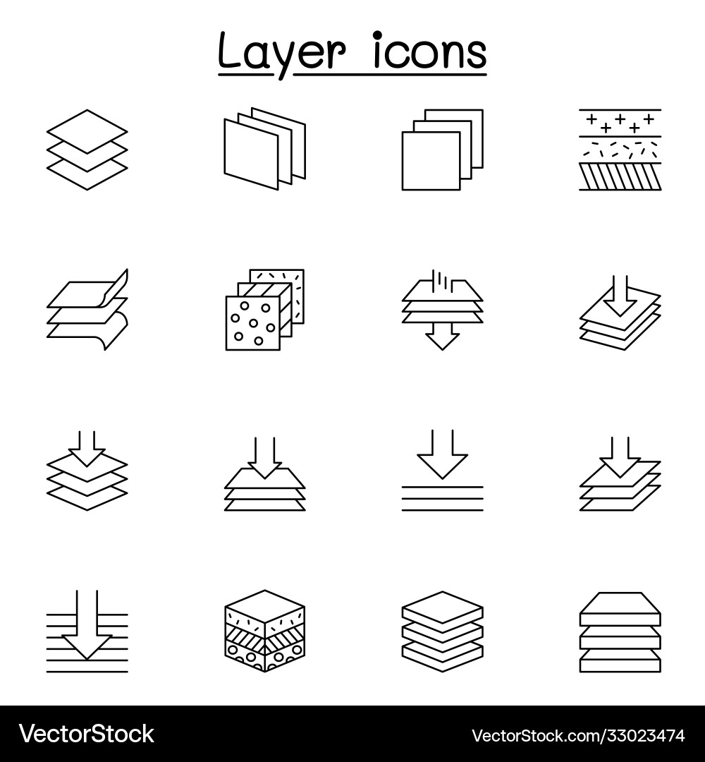 Set layer related line icons contains Set layer related line icons contains vector image